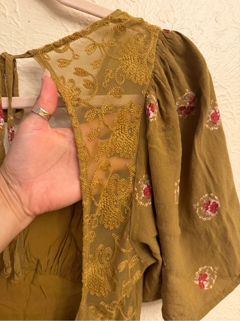 Free People Mustard Floral Open-Back Mini Dress - Picture 9 of 12